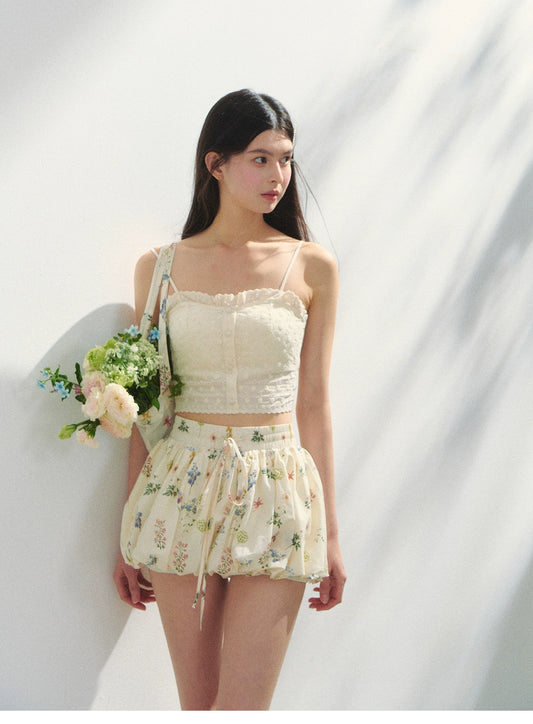 Embroidered Bra-Style Cropped Cami