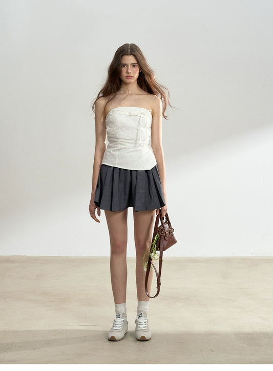 Shirred Back Lace Tube Top