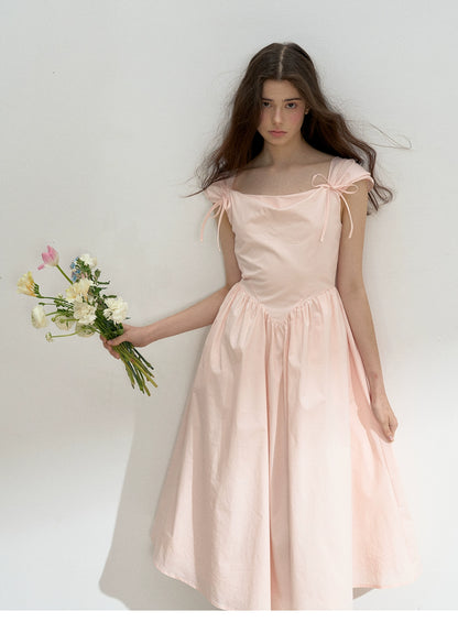 Lace-Up Back Basque Waist Dress