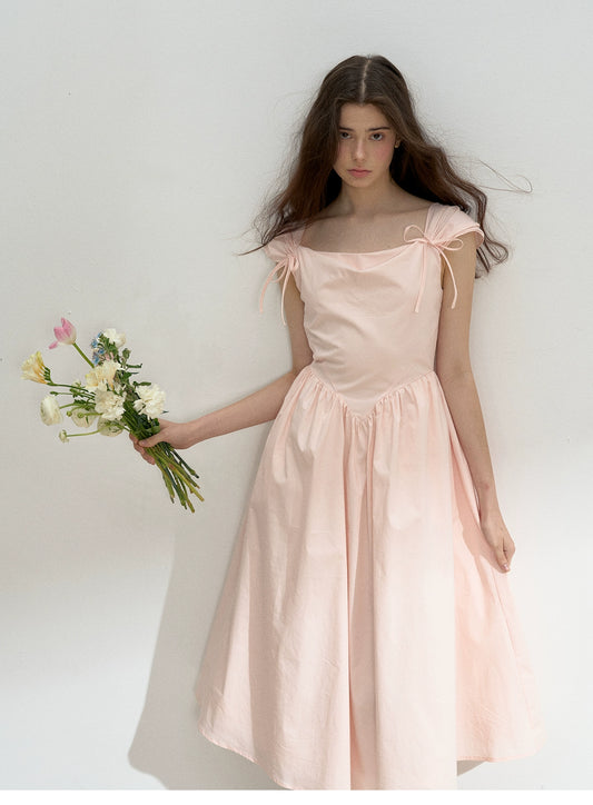 Lace-Up Back Basque Waist Dress