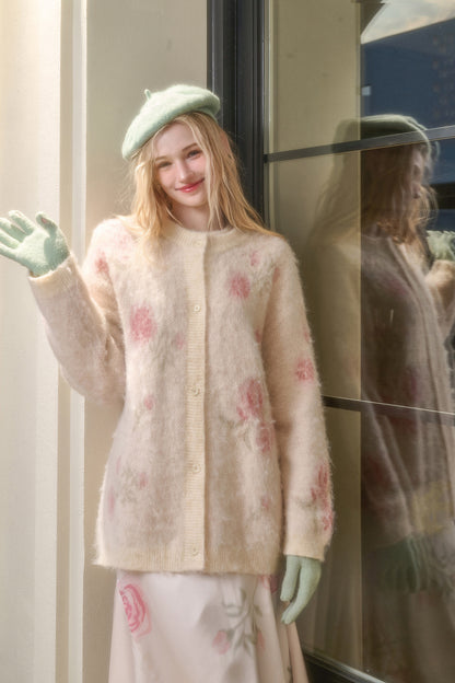 Longline Floral Soft Knit Cardigan