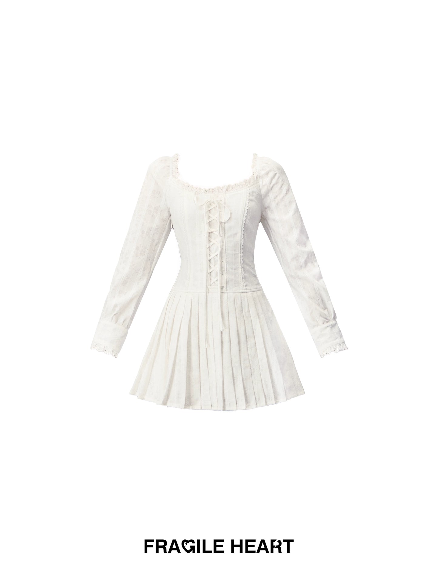 Lace-Up Square Neck Dress