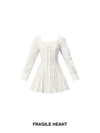 Lace-Up Square Neck Dress