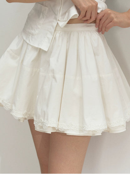 Scalloped Collar Blouse & Matching Mini Skirt