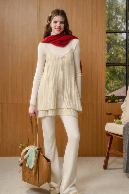 Soft Knit Babydoll Cami Dress & Flare Pants