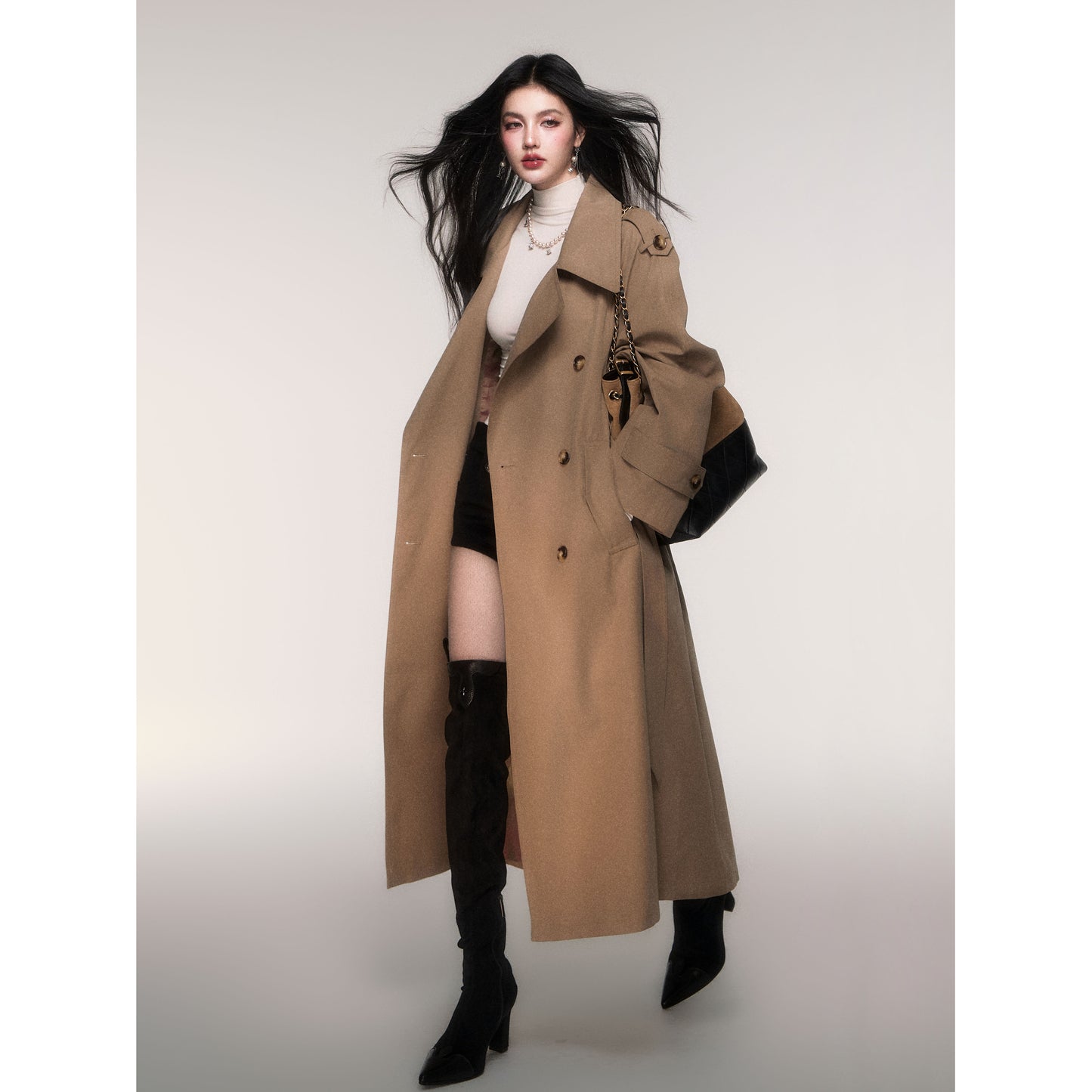Classic Oversized Double-Breasted Trench Coat