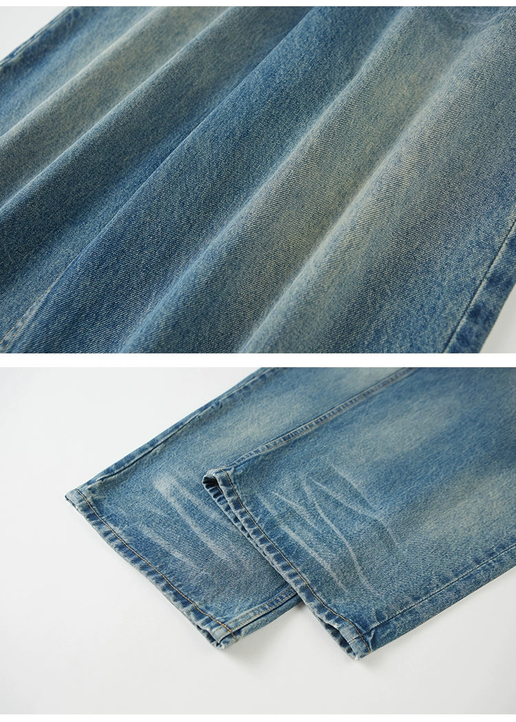 Vintage-Inspired Distressed Wide-Leg Jeans