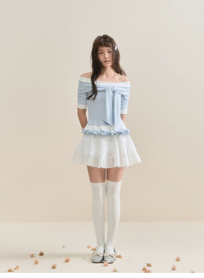 Button-Detailed Pleated Mini Skirt