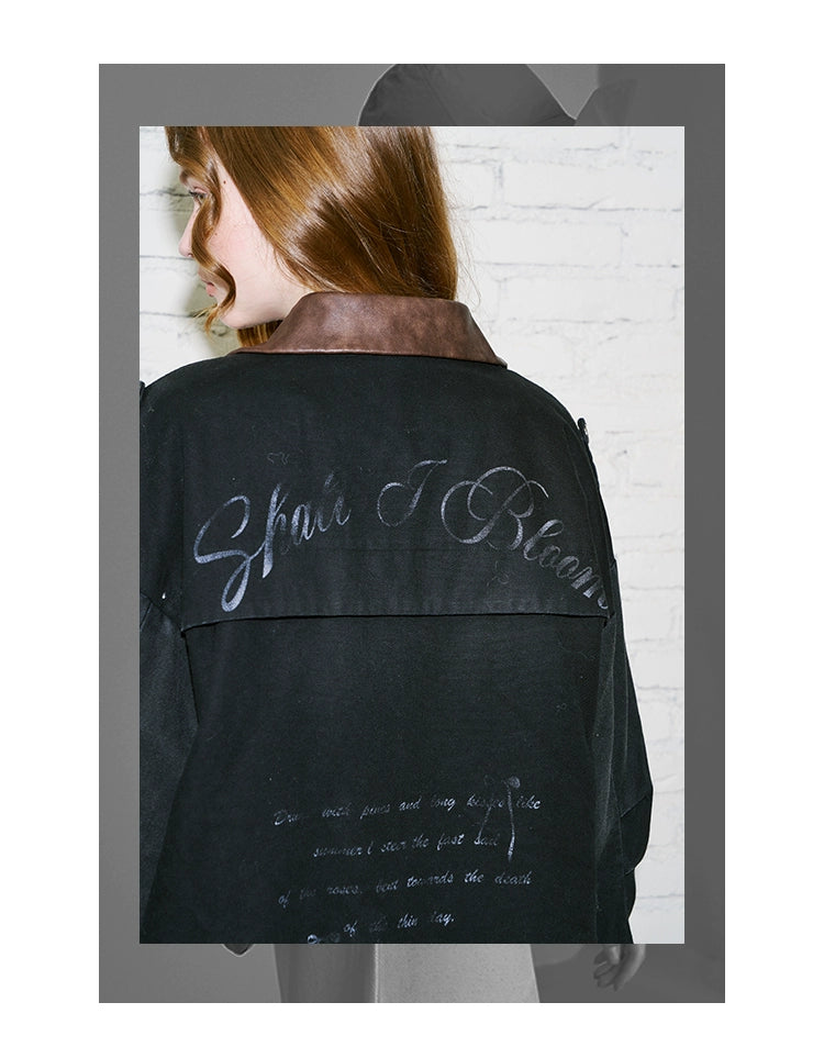 Pure Cotton Washed Jacket With Back Lettering