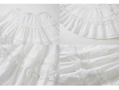 Jacquard Lace Fluffy High-waisted A-line Slim Skirt