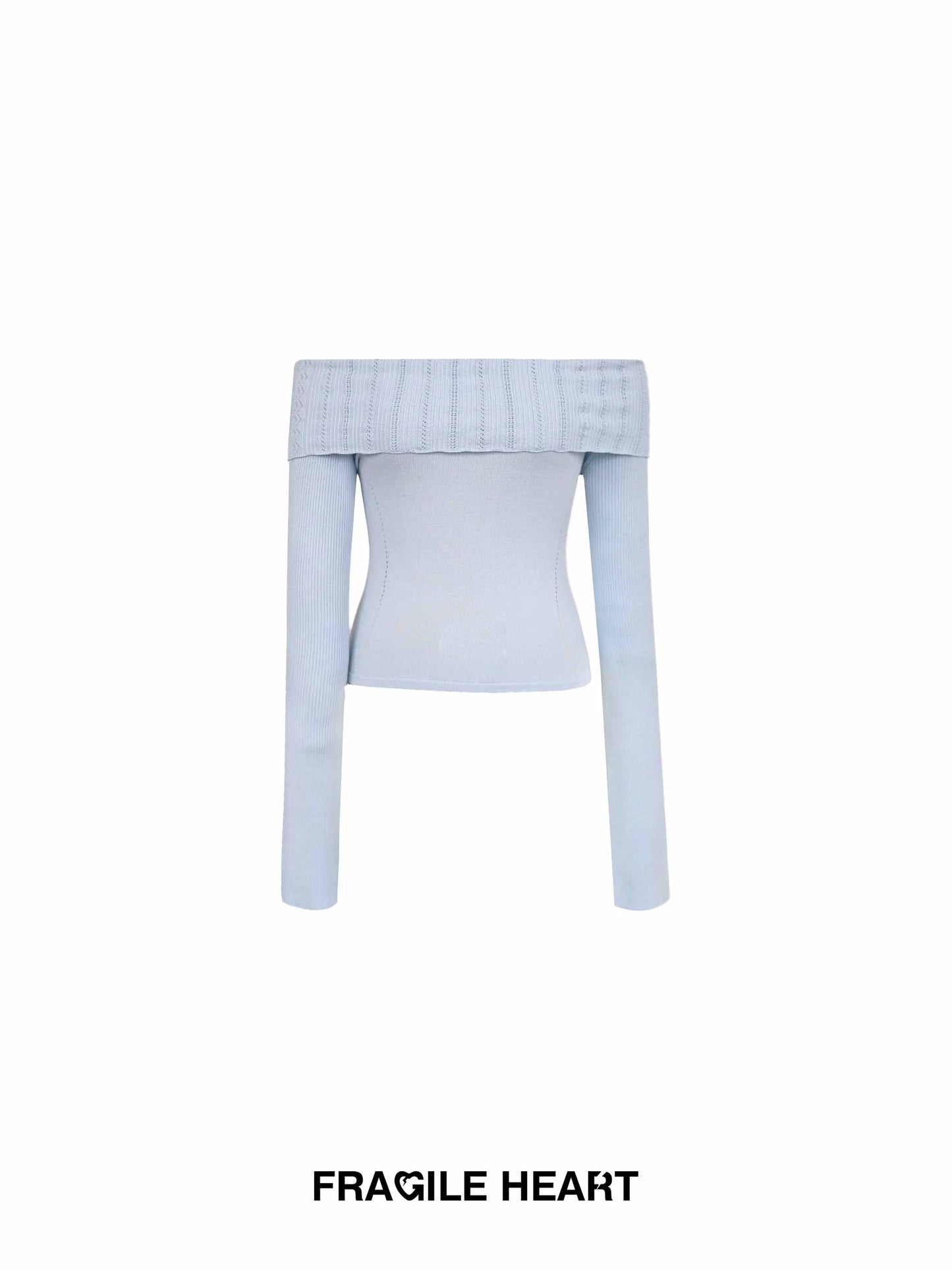 Fold-Over Off-Shoulder Fitted Knit Top