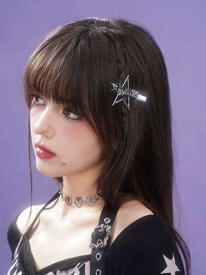 Star Motif And Letters Metal Hair Clip