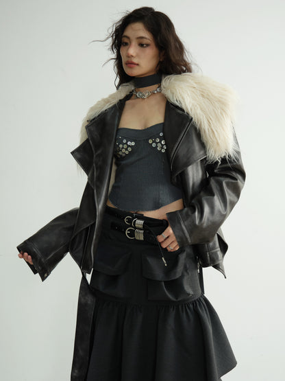 Double Waist Pants With Belt / Asymmetric Pocket Skirt