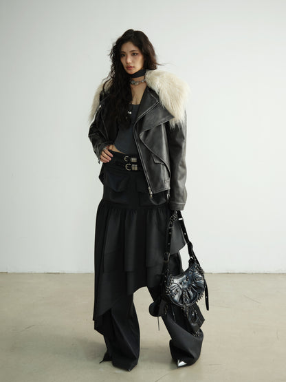 Double Waist Pants With Belt / Asymmetric Pocket Skirt