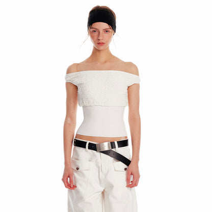 Silk Off-Shoulder Shirred Crop Top