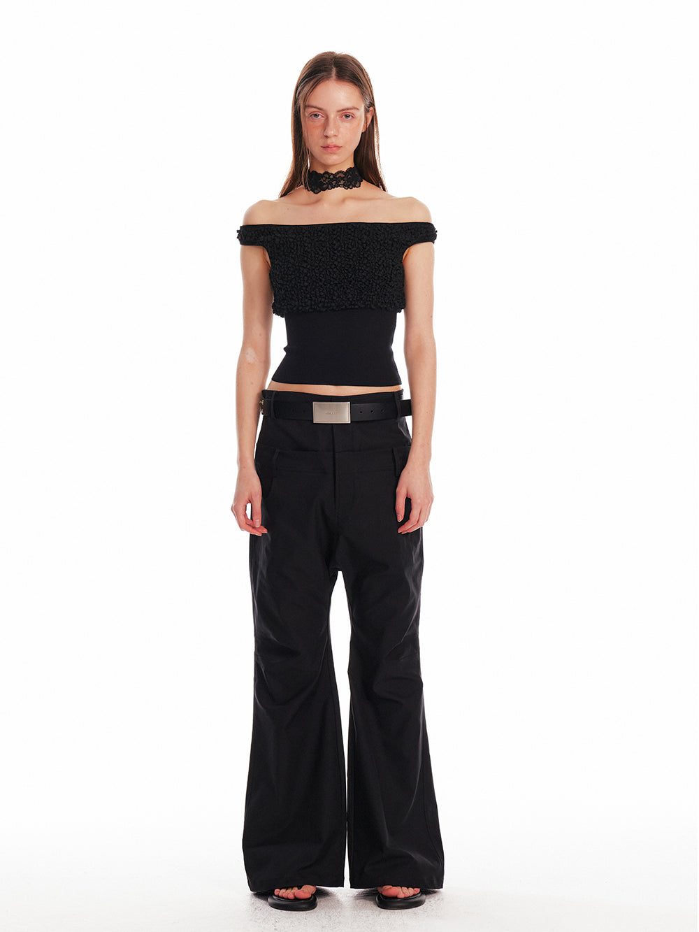 Silk Off-Shoulder Shirred Crop Top
