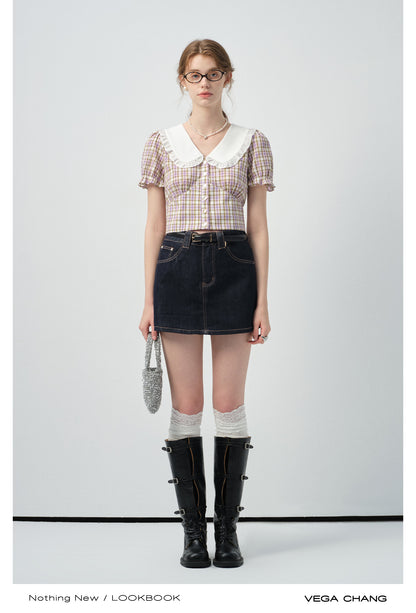 High Waisted Denim Skirt Pants