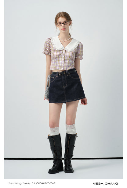High Waisted Denim Skirt Pants