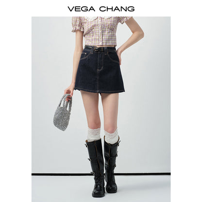 High Waisted Denim Skirt Pants