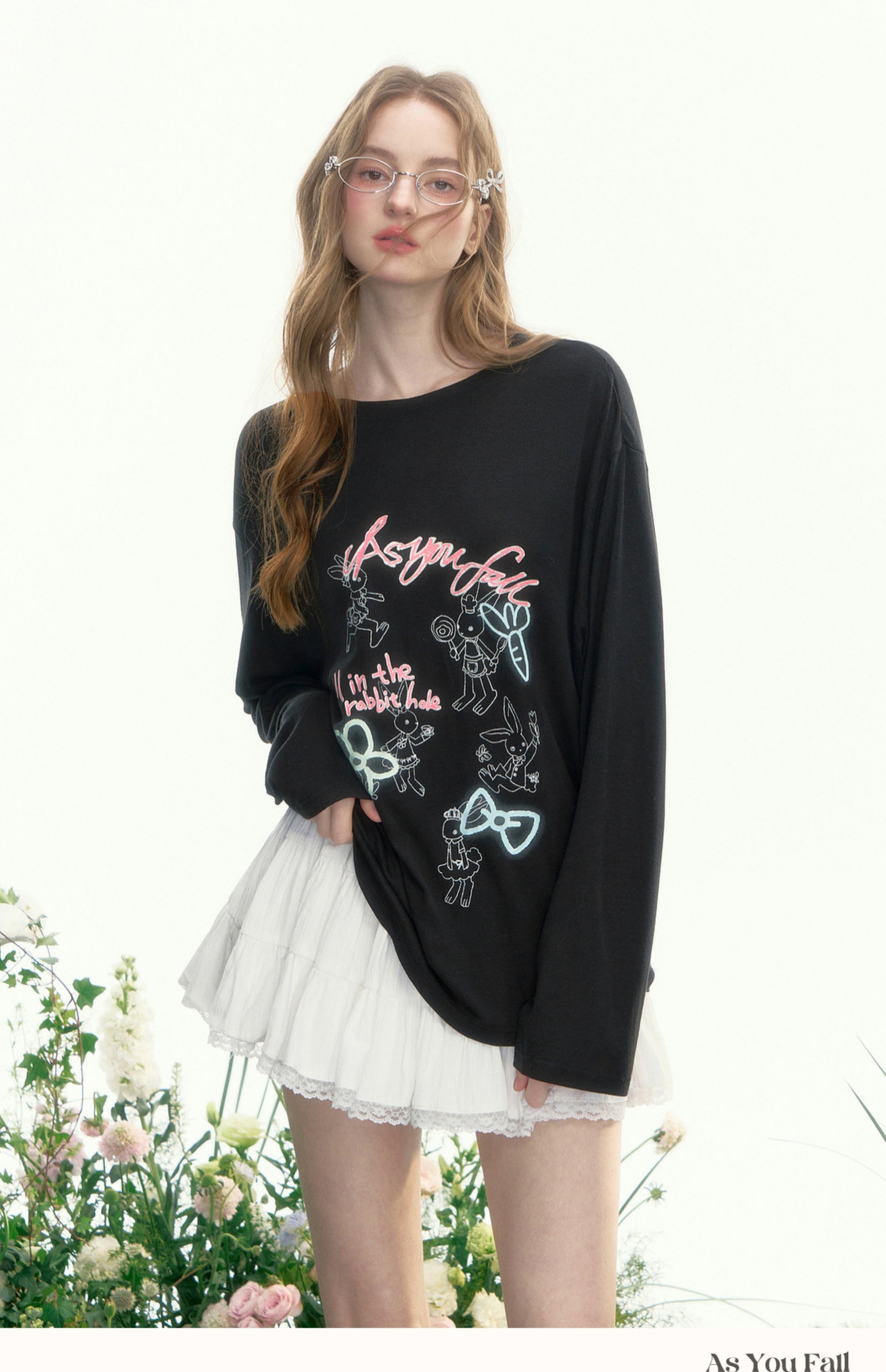 Loose-Fit Rabbit Graffiti T-Shirt