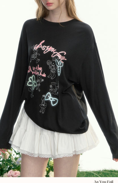 Loose-Fit Rabbit Graffiti T-Shirt