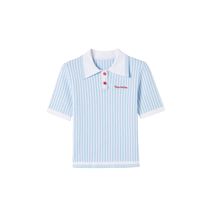 Striped Polo Shirt With Contrast Buttons