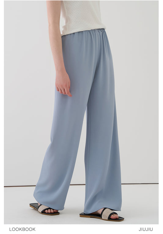 Lightweight Airy Pants With Elastic Waistband