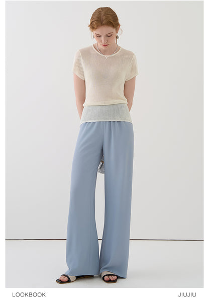 Lightweight Airy Pants With Elastic Waistband