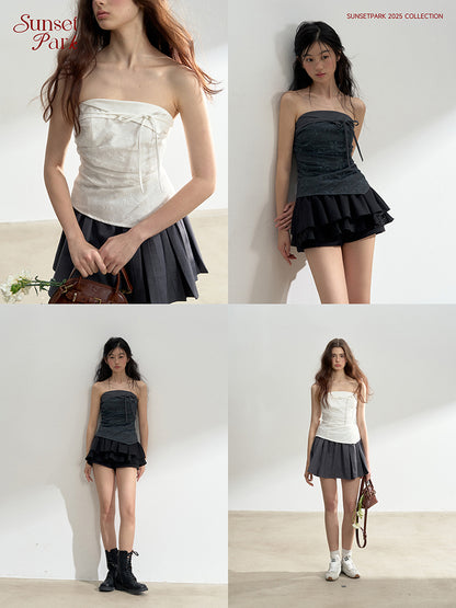 Shirred Back Lace Tube Top