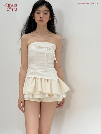 Shirred Back Lace Tube Top