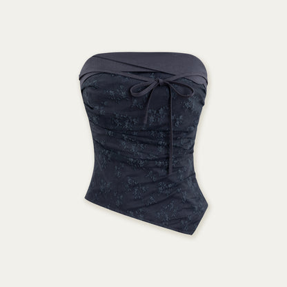 Shirred Back Lace Tube Top