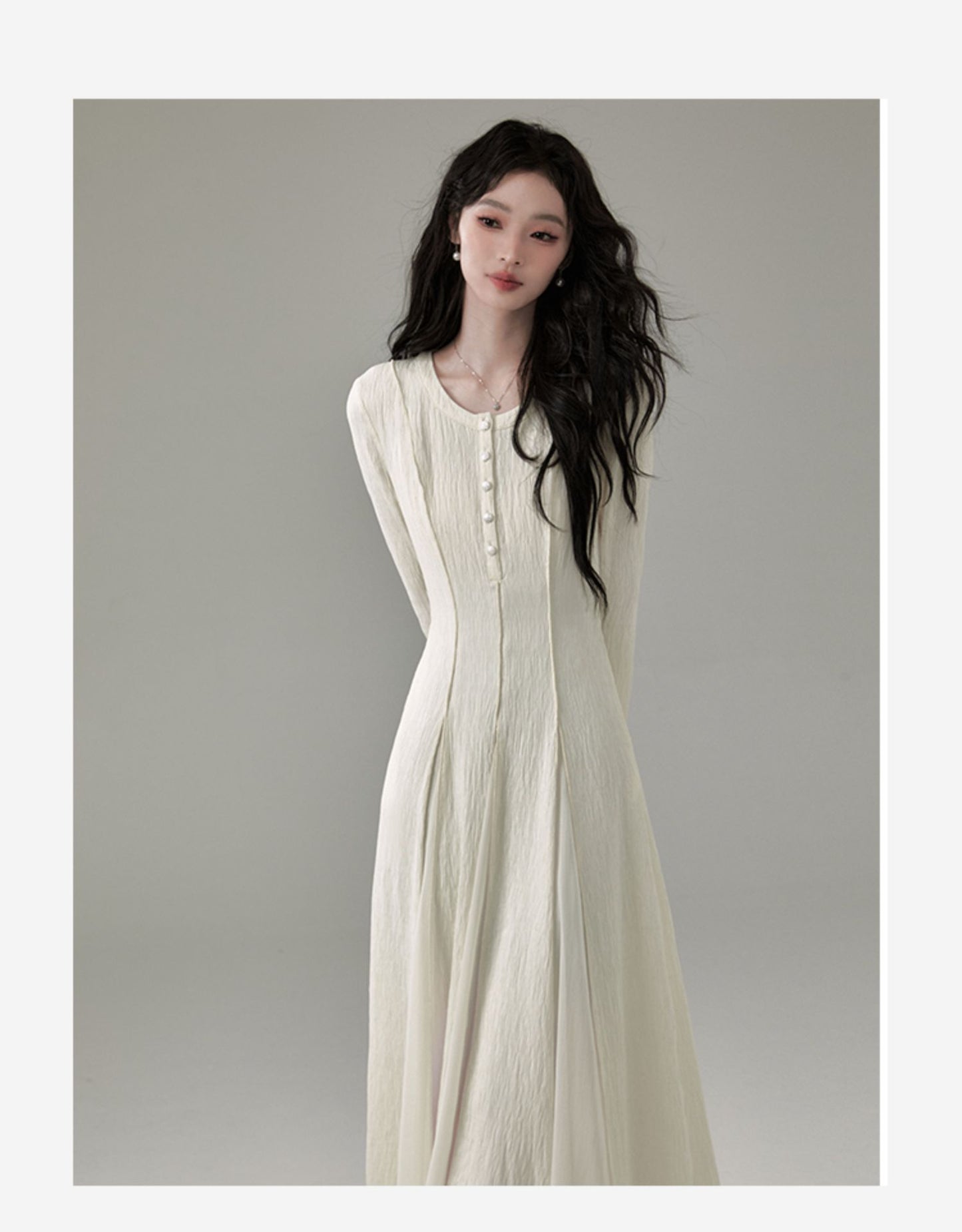 Flowy Tuck Dress With Flared Cuffs