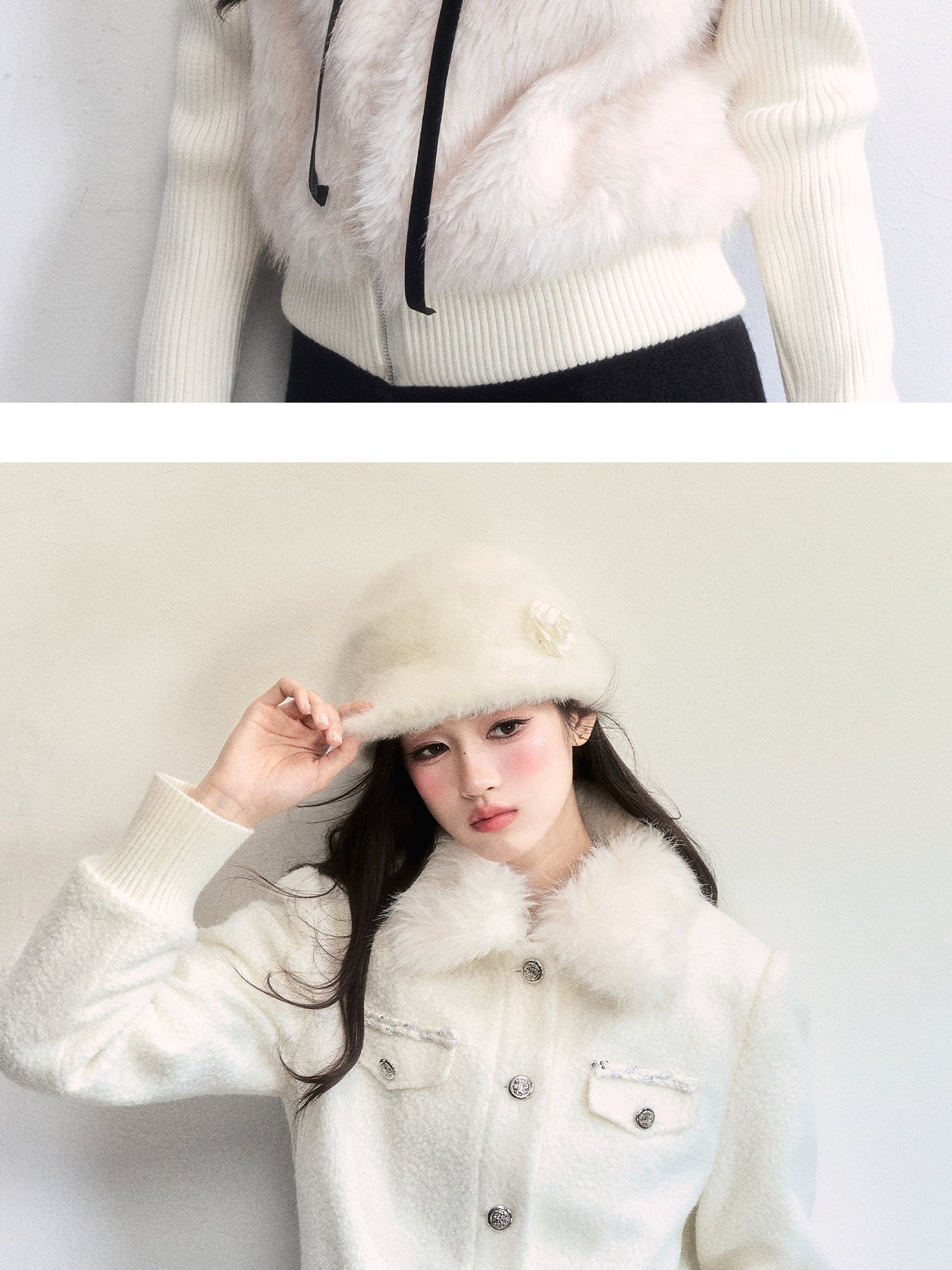 Soft Fur Bucket Hat With Decorative Flower