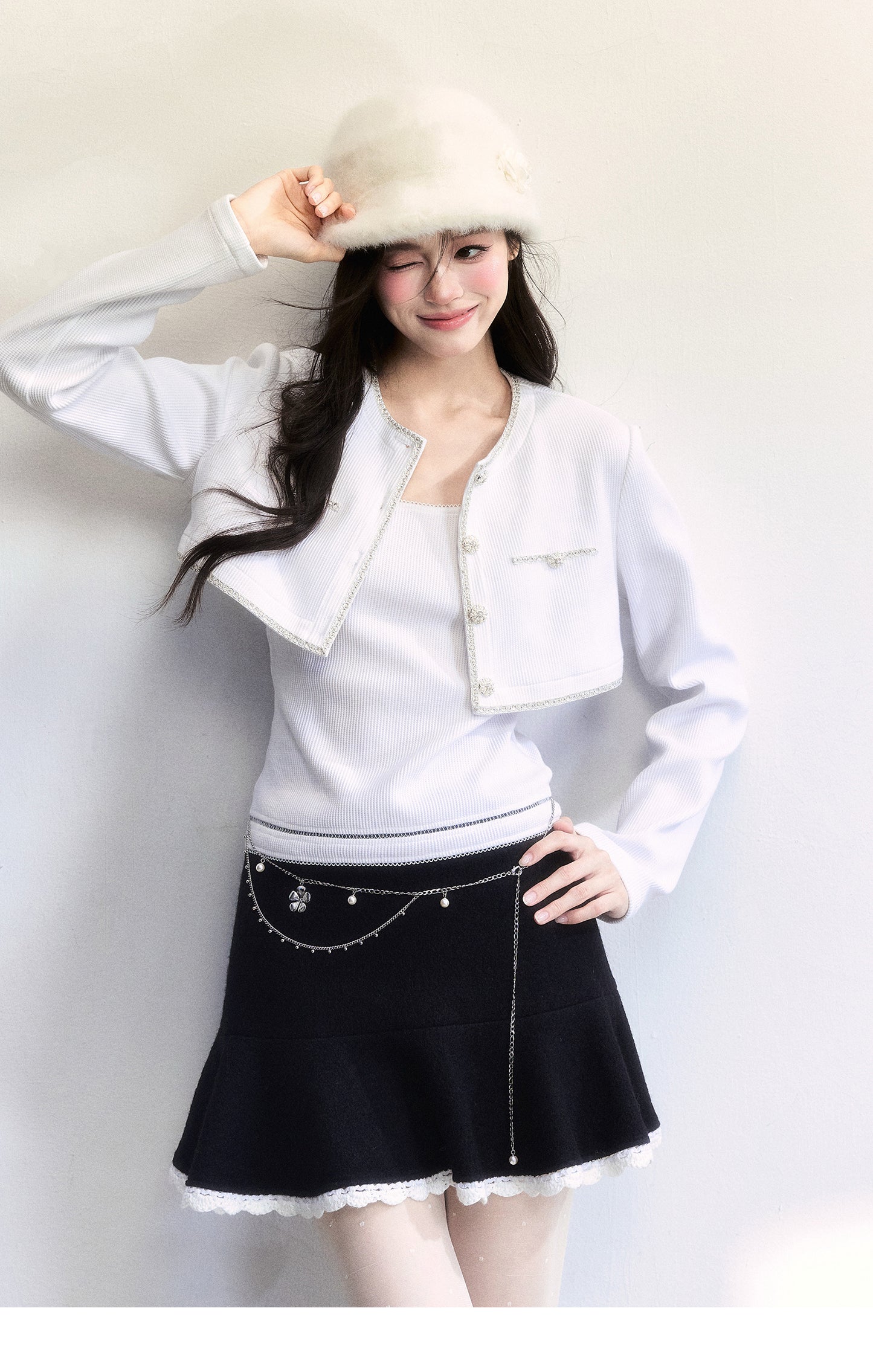 Soft Fur Bucket Hat With Decorative Flower