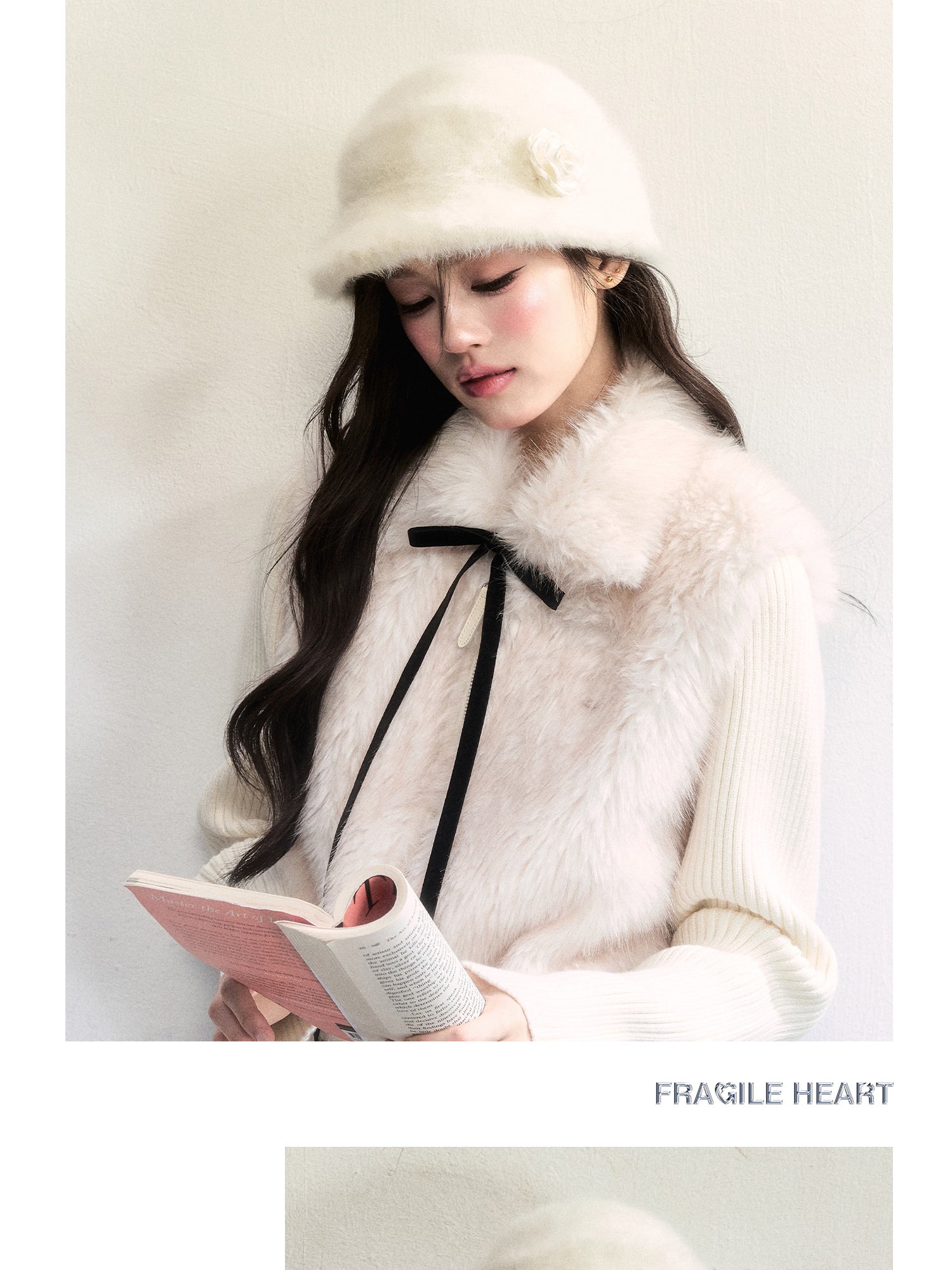 Soft Fur Bucket Hat With Decorative Flower