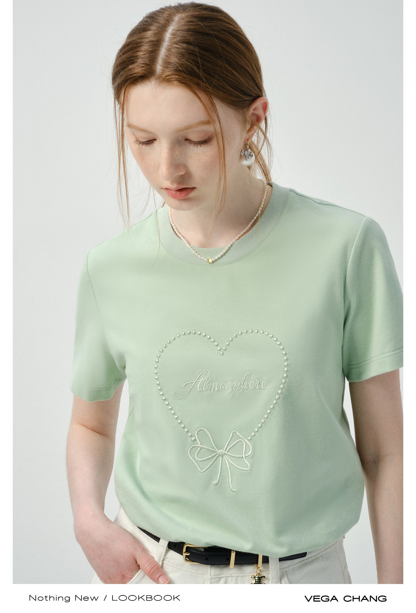 Cotton T-Shirt With Monotone Heart Motif