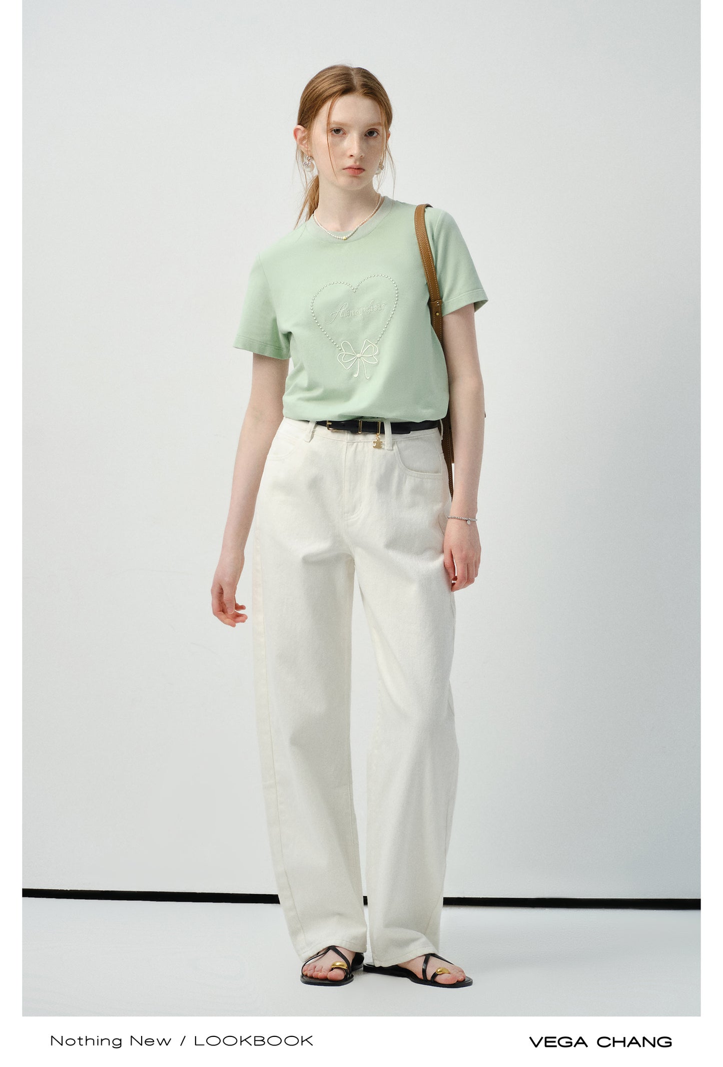 Cotton T-Shirt With Monotone Heart Motif