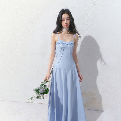 Floral Embroidered Cami Dress With Tucked Detail