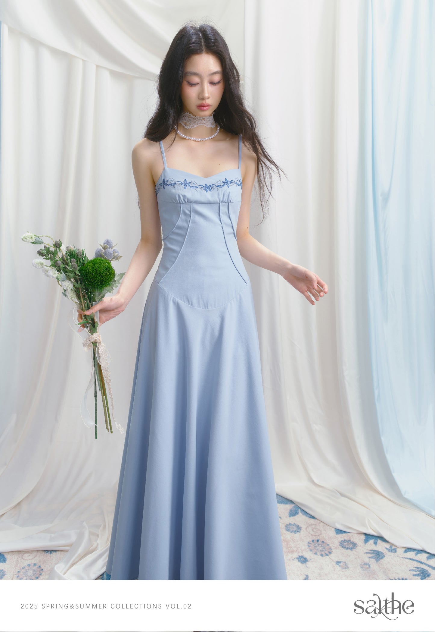 Floral Embroidered Cami Dress With Tucked Detail
