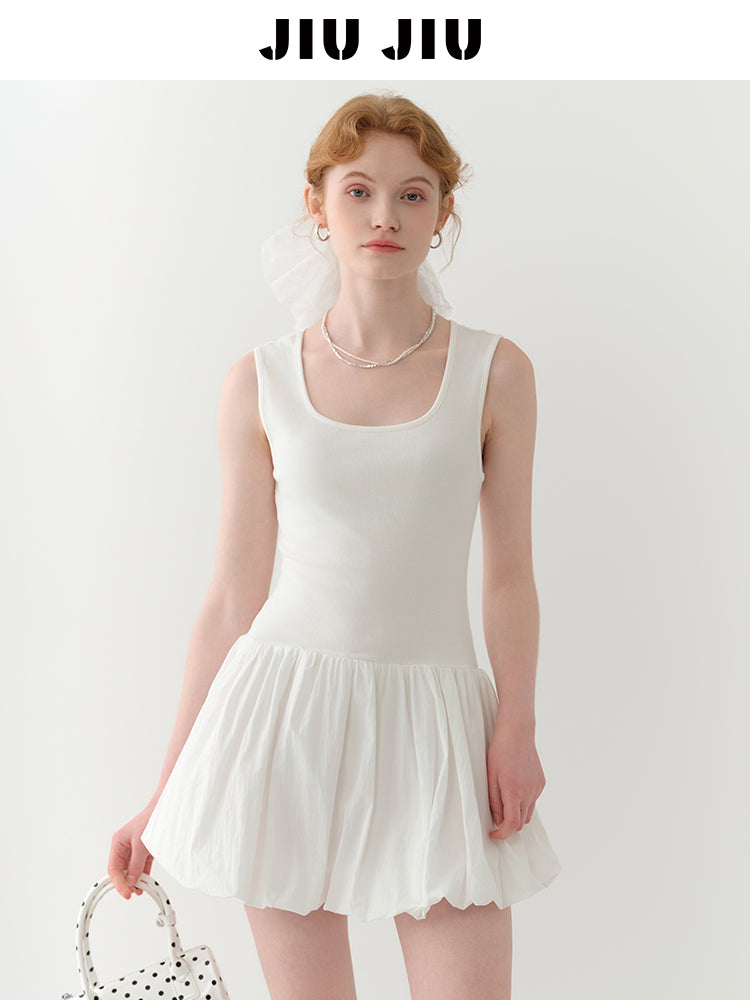 Sleeveless Bubble Skirt Dress In Minimalist Style