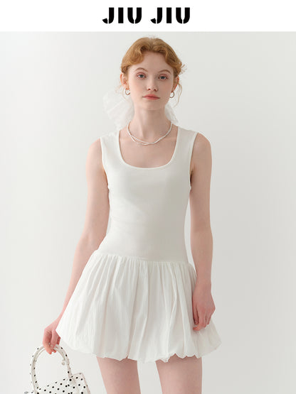 Sleeveless Bubble Skirt Dress In Minimalist Style