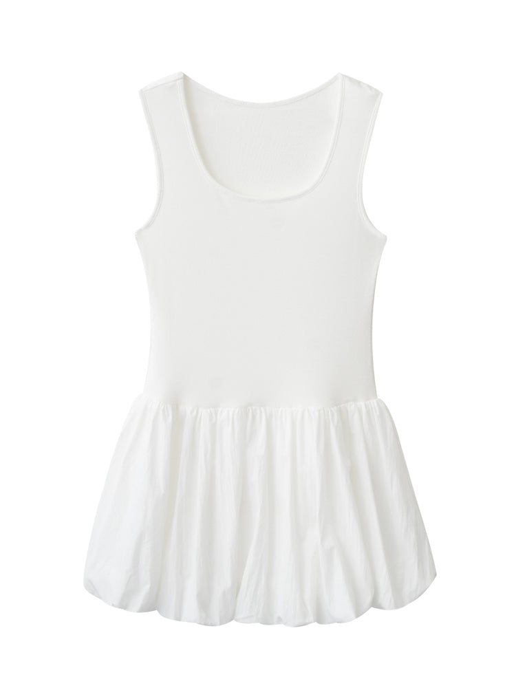 Sleeveless Bubble Skirt Dress In Minimalist Style