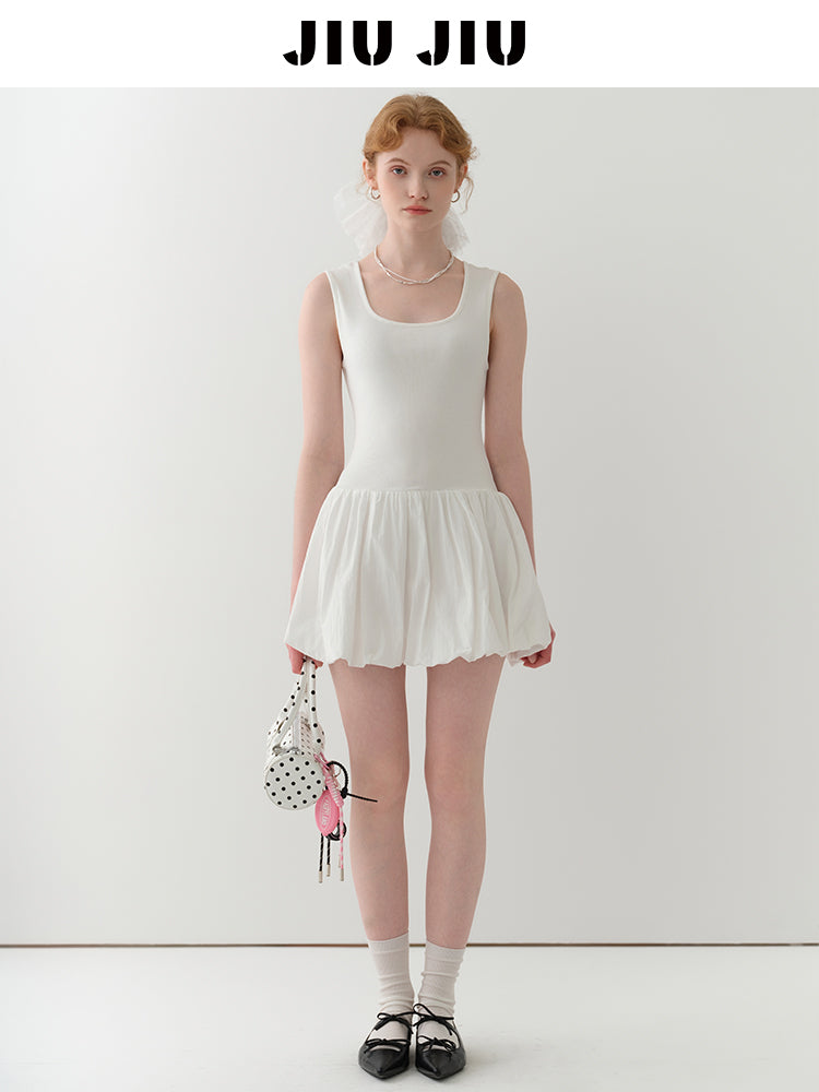Sleeveless Bubble Skirt Dress In Minimalist Style
