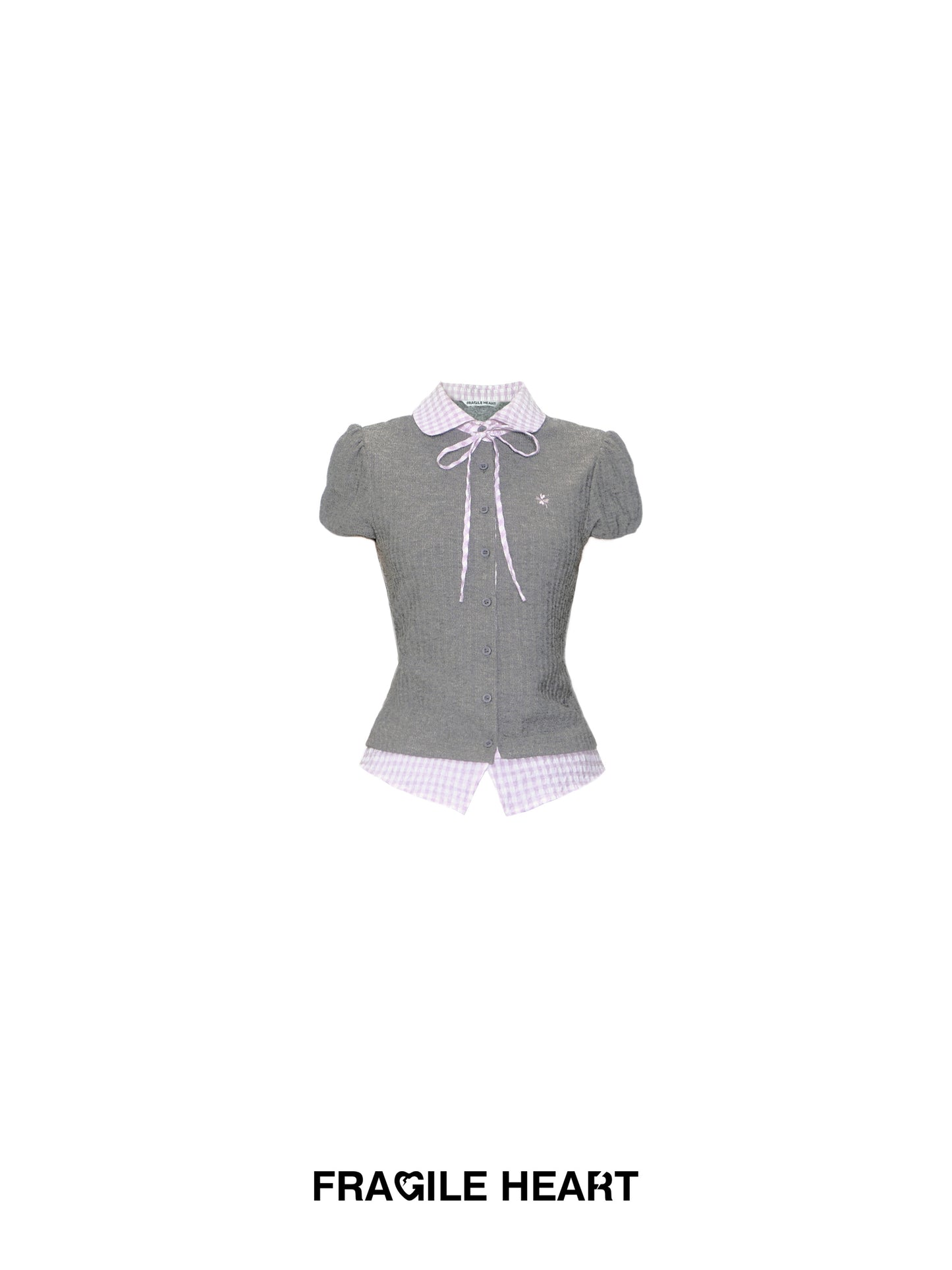 Gingham Check Knit Blouse & Skirt