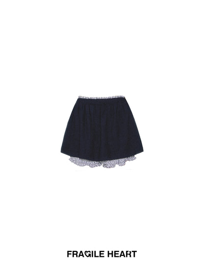 Gingham Check Knit Blouse & Skirt