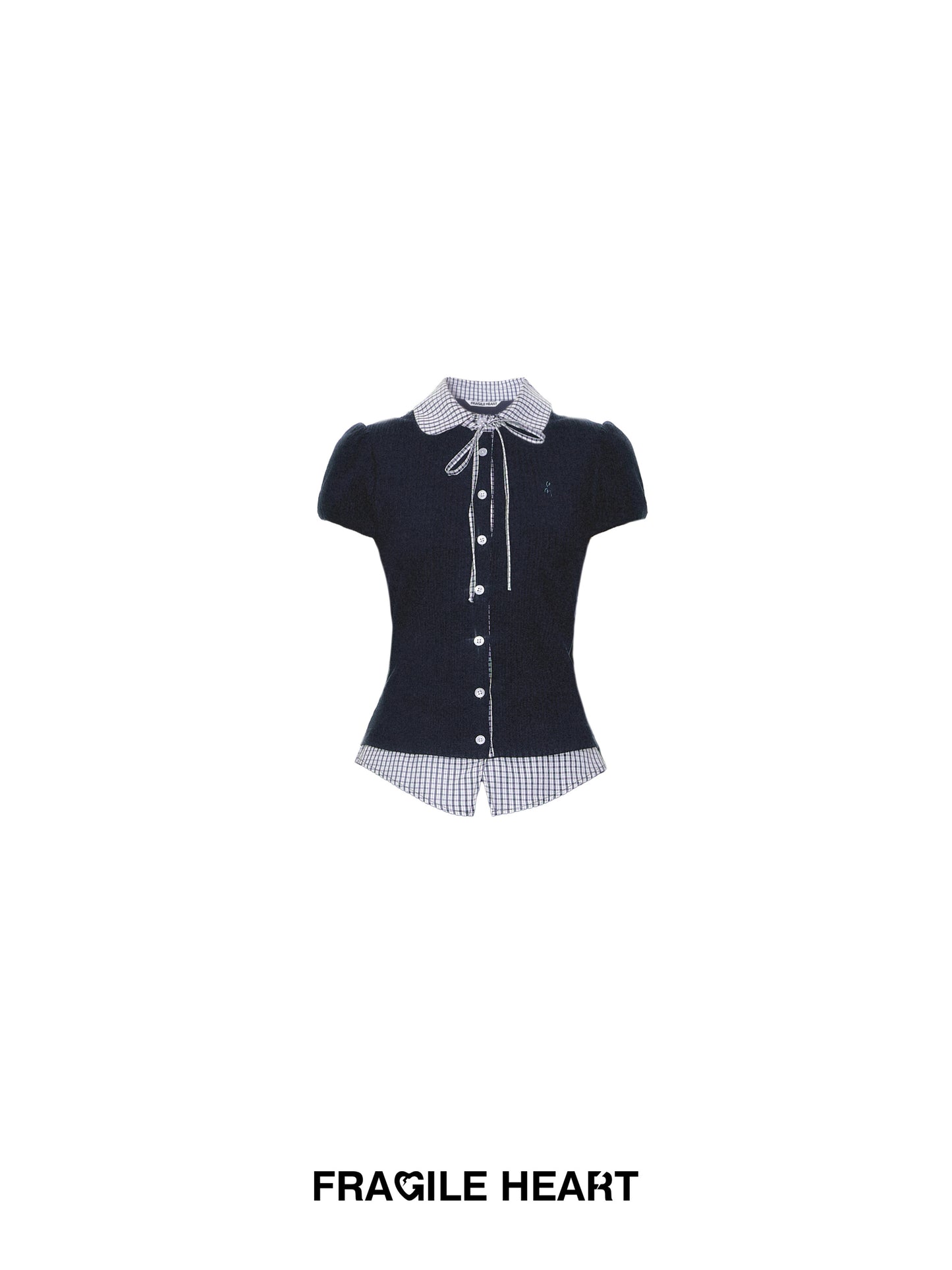 Gingham Check Knit Blouse & Skirt
