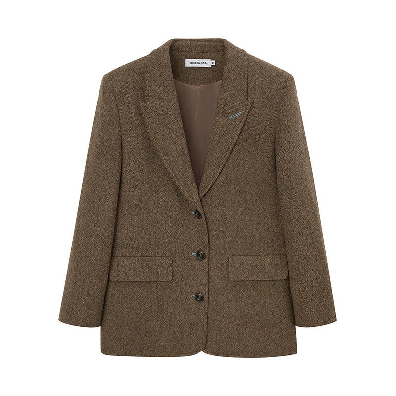 Wool Blend Jacket With Contrast Keyring Accent