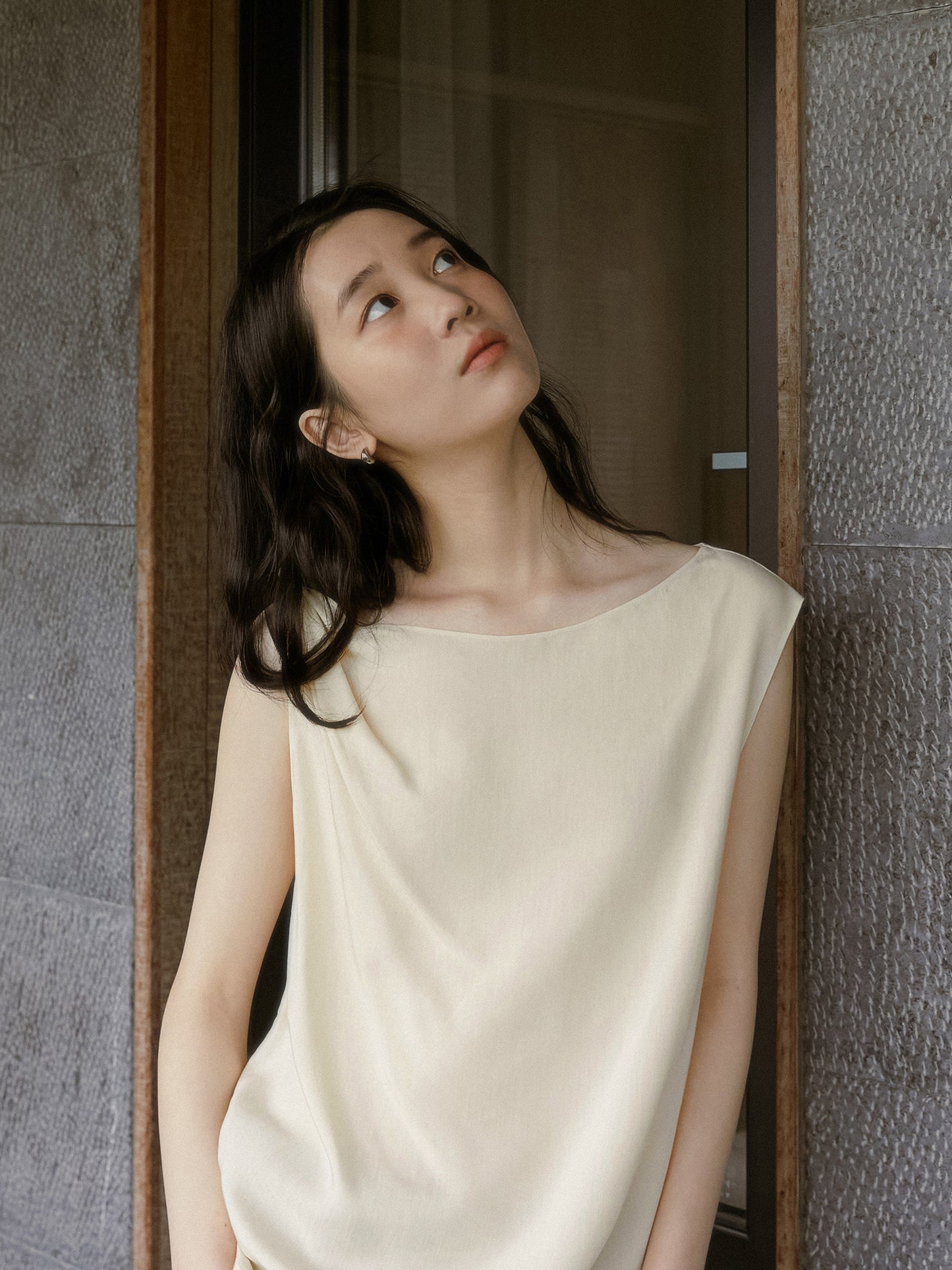 Asymmetric Knotted-Shoulder Sleeveless Top