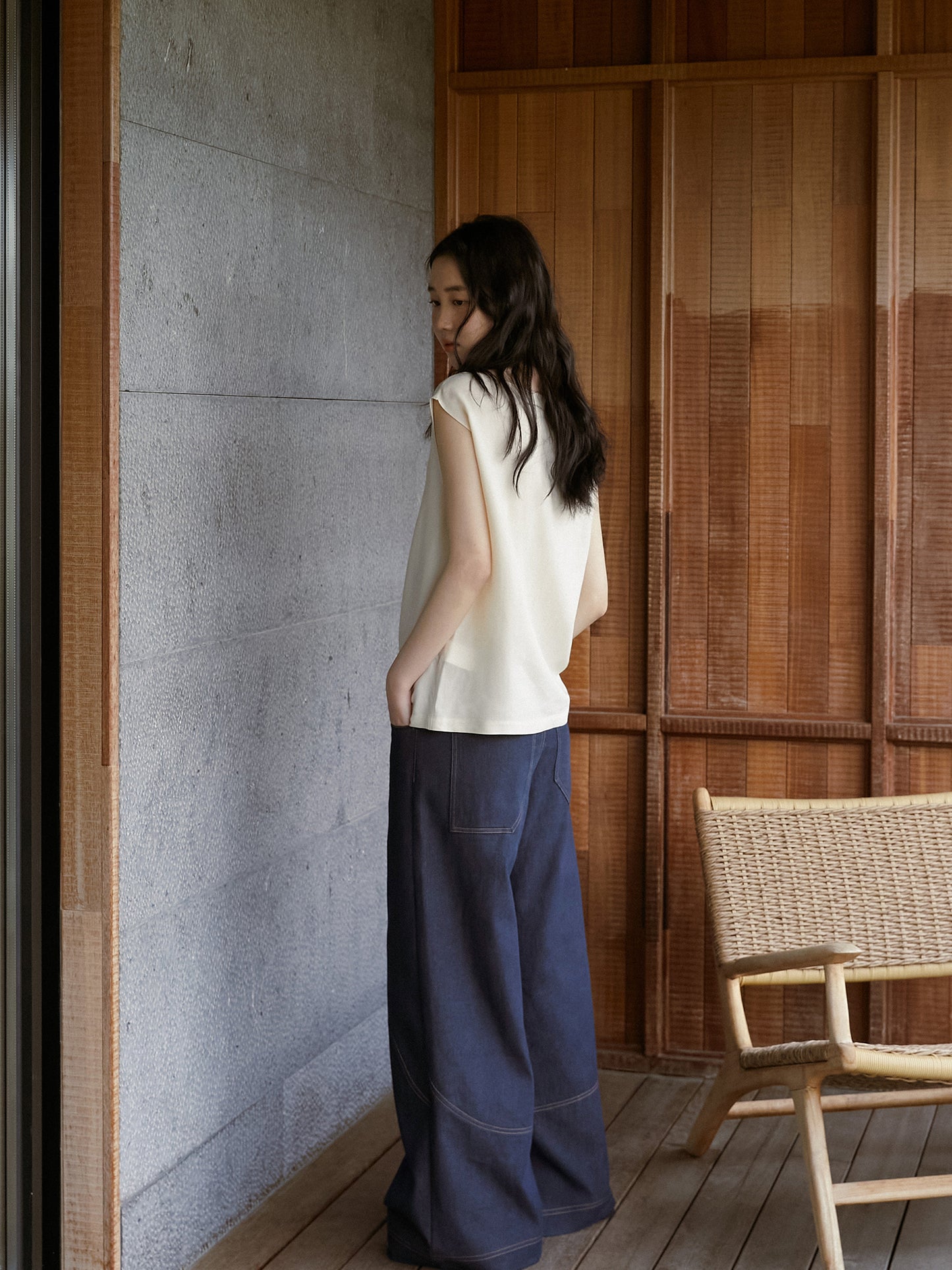 Asymmetric Knotted-Shoulder Sleeveless Top