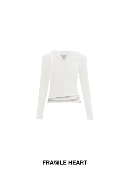Slim Fit Faux Layered Hooded Top and Pants